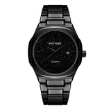 PINTIME Men's Watches Waterproof 30m Casuals Fashion Quartz Wristwatch Stainless Steel Strap Starry Sky Dial Calendar Relogio