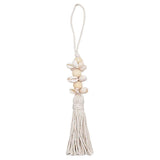 Pastoral Cotton Tassel Farmhouse Beads Pendant Wooden Beads Pendant String Bead with Shell Design