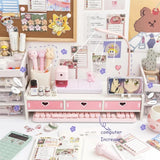 Laptop Wood Stand Multiple Styles 3 Drawers Computer Support Monitor Riser Holder Desktop Bedroom Table Shelf