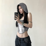 Women's Solid Color Slim Fit Fashion Hooded Halterneck Vest Women