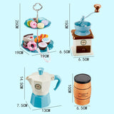 Kids Party Wooden Pretend Coffee Set Tableware Dessert Playset Afternoon Tea Role Play Toys
