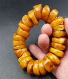 Explosion Natural Amber Beeswax Old Stone Abacus Bead For Men Hand Bracelet Yellow Bangle for men big size 15mm