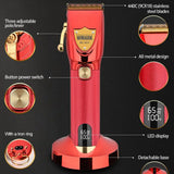 WMARK NEW NG-2031 All-Metal Hair Clipper with Charge Base LCD Display 2500mAh 6500 RPM 9CR18 Blade Magnet Limit Comb