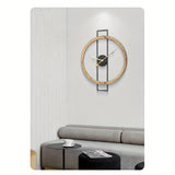1pc Solid Wood Hollow Creative Wall Clock, Living Room Bedroom Mute Clock, Dining Room Wrought Iron Decorative Clock, Room Decor, Home Decor