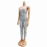 Hot selling female singer host stage dress, tight and sexy camisole wrapped chest jumpsuit