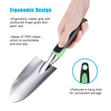 Garden Tool Set 3 Pack Aluminum Heavy Duty Gardening Kit Includes Hand Trowel Transplant Trowel and Cultivator Hand Rake with Soft Rubberized Non-Slip Ergonomic Handle Garden Gifts