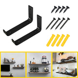 2PCS Shelf Brackets Heavy Duty Black Wall Bracket With Lip For Floating Shelves Metal Shelf Bracket DIY Home