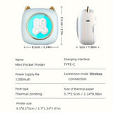 Mini Lable Sticker Printer 57mm Inkless Pocket Thermal Printer Wireless BT Photo Note Printing