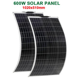600W/300W Solar Panel Kit - 18V PET Flexible Solar Cell Power Battery Charger for Outdoor Camping, Motorhome, Car, RV, Boat, Yacht.