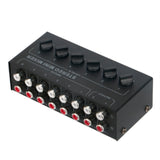 6 Channels Passive Stereo Mini Audio Portable Sound Mixer RCA Input Ultra Low Noise For Live Studio Easy Install