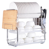 Multi-functional 3-Tier Dish Storage Draining Rack - Kitchen Supplies with Chopstick/Knife/Cutting Board Holder