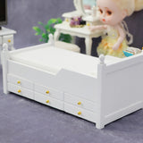 1:12 Scale Mini Drawer Bed Model Dollhouse Miniature Accessories Bedroom Furnitures