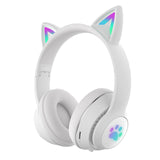 Cute Cat Ears Kids Wireless Headphones with Mic LED Bluetooth 5.0 Cartoon Headset for Girls Music Children's Earphones