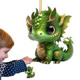 Christmas Tree 2D Cute Green Dinosaur Ornaments Acrylic Winter Festival Animal Car Pendant For Balcony