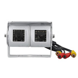 Car Dual Lens Reversing Camera Rv Backup Camera Twin Adjustable,White