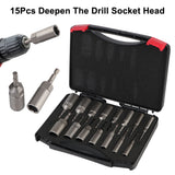 15PCS/Set Wrench Bar Deepen The Drill Socket Adapter Auto Car Accessories Removal Repair Garage Tools Universal