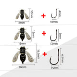 20x Fishing Flies Simulation Fast Sinking Dry Baits Wet Nymph Fly Metal with Hook for Crappie Trout Snapper Bluegill Salmon