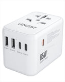 LENCENT 65W/100W International 2USB 3 Type C GaN Fast Charging Adapter with EU AU US UK Plug for Travel