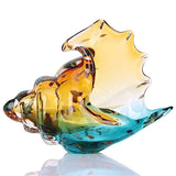 Hand Blown Conch Statue, Glass Art Figurine, Home Decor with Sea Shells, Bookcase Decoration
