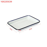 1PCS Handcrafted Vintage Tray White Enamel Home Cake Oven Baking Tray Square Retro Plates