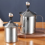 1pc 400/800ML Manual Milk Frother Foam Maker Stainless Steel Thickened Double Mesh Cream Milkshake Coffee Cappuccino Beater