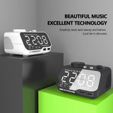 Music Bluetooth Speaker Snooze Digital FM Radio Table Alarm 1A+2A Clock USB Charger TF Player for iPhone Android
