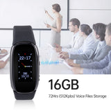 0.96inch 16GB Watch Voice Activated Recorder Playback MP3 Music Player 72hrs Recording Files Device for Lectures