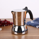 1pc Hand-Washing Stainless Steel Moka Pot - 200ml/300ml - Thickened Coffee Machine for Black Espresso and Coffee Extraction