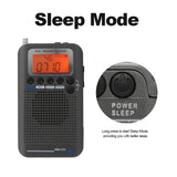 HRD-737 Portable Full Radio Aircraft Receiver FM/AM/SW/ CB/Air/VHF World Band with LCD Display Alarm Clock