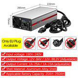 Li-ion Lifepo4 Voltage Current Adjustable Lithium Battery Charger - 1A to 25A for 12V to 84V Batteries.