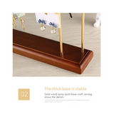 Holder Metal Earring Stands and Displays with Wooden Base, Jewelry Storage Hanging Shelf for Girl Woman