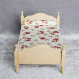 Dollhouse Miniatures Bedroom Wooden Single Bed for 1/12 Doll House Decor Furniture