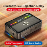 DAC NFC Bluetooth 5.3 Receiver Transmitter Digital to Analog Converter RGB Light USB 3.5MM AUX RCA Coaxial Optical Audio Adapter