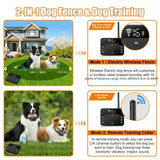 2 IN 1 Wireless Dog Fence & Electric Shocker Training Collar Remote With Adjustable Beep Vibration Shock Rechargeable