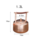 1.2 Liter Solid Copper Tea Pot Kettle - 5.5x7.4inch Traditional For Gas & Electric
