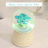 1pc, Blue Music Box Rose Flower Music Box Color Changing LED Light Musical Snow Globe Music Box Valentine's Day Gifts Birthday Gifts Wedding Decor