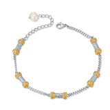 925 Sterling Silver Simple Cold Style Original As Right As Rain Gold And Silver Contrast Color Bracelet