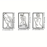 Metal carving, artistic female wall line, hanging on 3PC at home