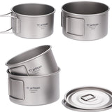 Titanium With Folding Handle Bowl Dinner Food Container Outdoor Pan Cookware Set Camping Supplies Picnic