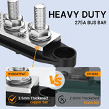 DaierTek Upgrade 275A 12V Bus Bar Battery Power Distribution Block Car Audio 12 Volt DC Busbar 4 3/8" Posts 6 x #8 Screws
