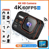 Wifi Action Camera 4K 60FPS with Remote Control Screen Waterproof Sport Camcorder Drive Sports Video Recorder Helmet