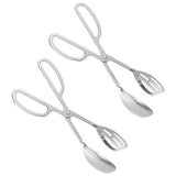 2PCS Stainless Steel Buffet Tongs Thickening Food Serving Tongs Baking Cake Bread Salad Kitchen Tongs