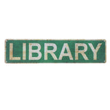 Tin Library Sign Decor Vintage Home Tin Plaque Books Art For Book Lovers Outdoor Reading Rooms Garage Cafe Club Bedroom