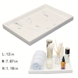 1pc Marble Pattern Bathroom Vanity Tray, Vanity Jewelry Perfume Storage Tray, Sink Countertop Organizer For Soap Towel, Bathroom Organizers And Storage, Bathroom Accessories
