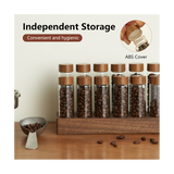 Beans Storage Container Tea Test Tube Glass Bottle with Walnut Display Rack Espresso Coffee Accessories C