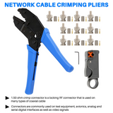 1Set Coax Rf/Bnc Tools for Rg58 Rg59 / Rg6 with 10Pcs Bnc Plug Crimp Connector Set