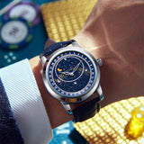 PINTIME Men's Watches Leather Strap Starry Moon Dial Casuals Fashion Quartz Wristwatch Luminous Waterproof Male Relogios Homme