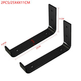 2PCS Shelf Brackets Heavy Duty Black Wall Bracket With Lip For Floating Shelves Metal Shelf Bracket DIY Home