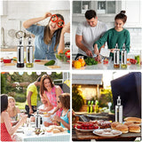 4 Pack Bottle, 500Ml Olive Vinegar Bottle Set, Stainless Steel Glass Oil Dispenser With 1Pcs Funnel