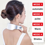 4D 4 USB Magnetic Pulse Wireless Neck Massager Relieve Muscle Pain 5 Modes 12 Levels